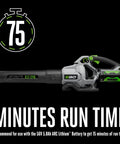 Cordless Leaf Blower With Up To 615 CFM And 170 MPH Turbo Mode For Wet Leaves Kickin 75 Minute Runtime Battery And Charger Not Included Model LB6150 For Yards displayed on black background