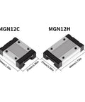 Comparison of MGN12C and MGN12H slide blocks for Durable Linear Rail Kit For CNC Machines And 3D Printers With 650mm Rail And Two MGN9 Black Slide Blocks