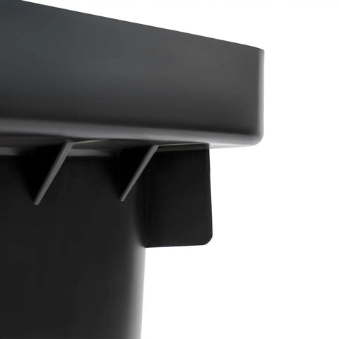 Close-up view of Heavy Duty Drainage Catch Basin Kit With Debris Basket And Grate, 15.7 x 15.7 x 23.6 Inch Composite Resin, black color.
