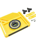 Heavy Duty Featherboard With Built In Level And Quick Angle Finder Featuring Strong Magnetic Mount For Router Tables And Table Saws, yellow adjustable design, includes screws.