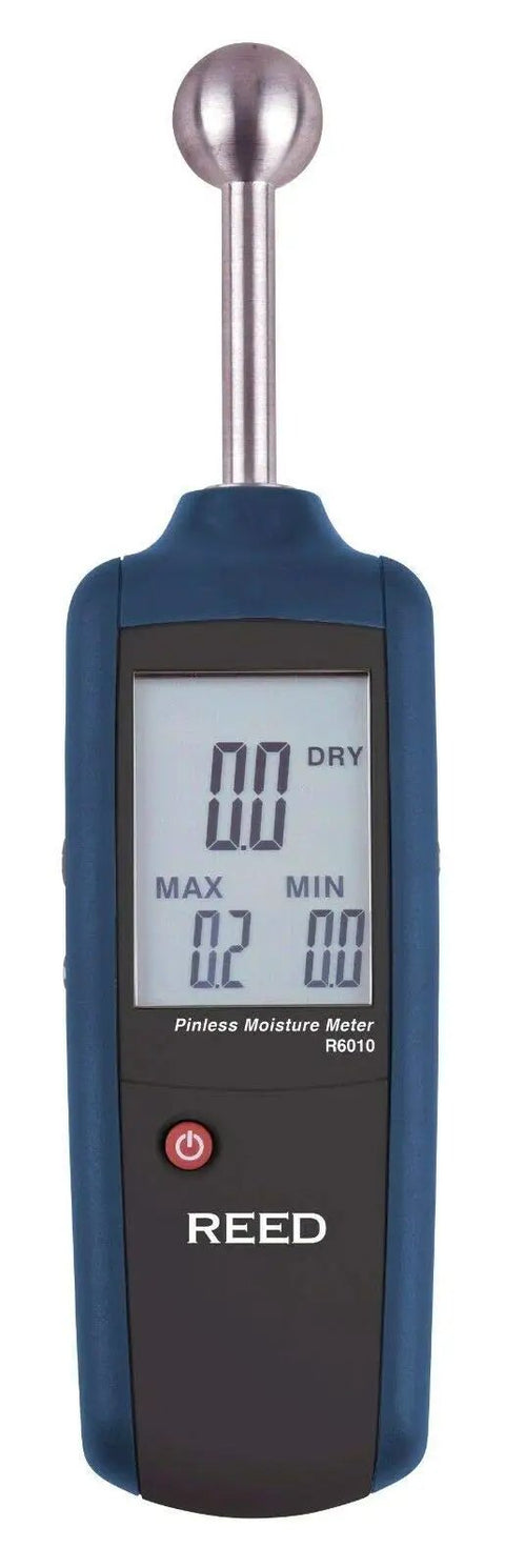 Pinless Moisture Meter For Wood And Building Materials Non Invasive Sensing 0.8 To 1.6 Inch Depth Data Hold Min Max Adjustable Audible And Visual Alarms Batteries Included Ideal For Woodworking Construction And DIY Projects