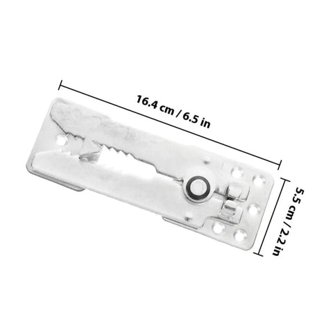 Detailed view of Two Pack Sectional Sofa Connectors Clips Set Steel And Zinc Alloy Couch Snap Fittings dimensions 16.4cm x 5.5cm.