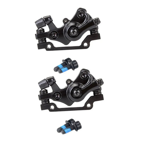 Top Shelf Aluminum Alloy Disc Brake Kit two mechanical calipers in black with mounting hardware for bikes.
