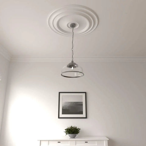 Ceiling Medallion With 32 5/8 Inch Diameter And 1 1/2 Inch Projection, Complements Pendant Lighting, Lightweight Easy Install