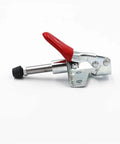 Push-Pull Type Quick-Release Toggle Clamp Set For Woodworking, horizontal view, metal build, red handle, heavy-duty 45Kg capacity