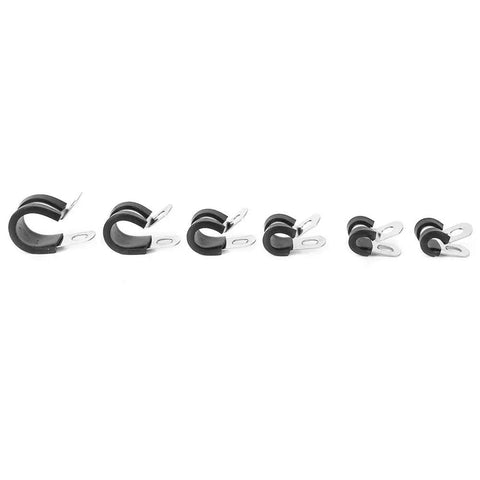 Sick The Ultimate 52 Piece Stainless Steel Cable Clamp Assortment Kit With Durable Rubber Sleeves For Auto Marine Home Use Heavy Duty Wire Management Cord Organizer Perfect For All Your Diy Boss Projects, six rubber-lined stainless steel clamps