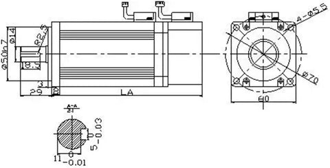 Technical drawing of Tight Fit Helical Gear Planetary Reducer Gearbox showing dimensions and specifications for AC servo motor use.