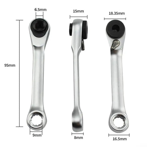 AugustknowU 1/4 Inch Double Ended Ratchet Wrench With 72 Tooth Gear For Ultra Tight Spots, Perfect Mini Hex Key Set Access And Heavy Duty Mechanics Tool Kit In Sleek Silver Finish, 95mm