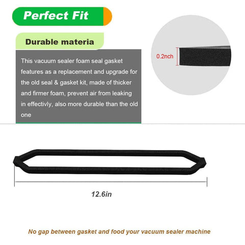 Black foam gasket for vacuum sealer, 12.6in, compatible with GERYON E2900/E2901 series