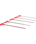 Rock Solid 5 Piece T Handle Hex Wrench Set Made From Durable S2 Alloy Steel With Ergonomic Grip For Maximum Torque And Easy Mechanical Repair In Tight Spots Or DIY Projects Without Hand Strain Or Fatigue. five red T-handle hex wrenches