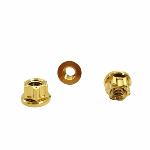 Beefy Aerospace Grade Titanium Nuts M6 M8 M10 M12 Hex Flange Bolts For Locomotive Motorcycle Bicycle Car Boat Brake Accessories Pack Of 5