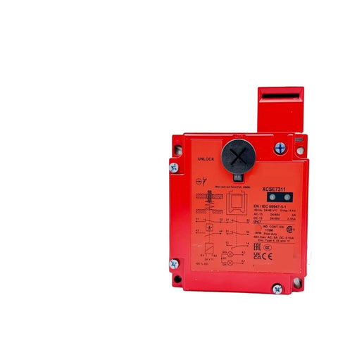 Heavy Duty Safety Door Switch With Insert Solenoid Guard Lock For Industrial Machinery, red housing, designed for quick setup and safety.