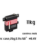 OCS D1102 Digital Micro Servo Featuring Coreless Motor Wing Setup 11kg Cm Torque Dead Quiet Operation close-up of CNC case and gear.