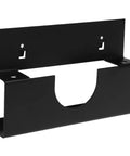 Black Iron Angle Grinder Holder Rack For Garage And Workshop Wall Mount Tool Organizer, black steel, side view.