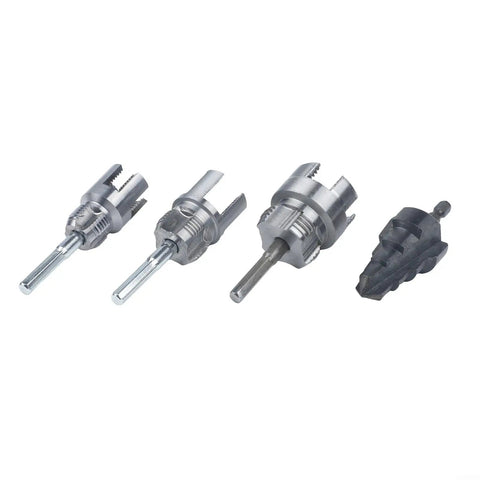 Fabulettas Step Drill Bit And Pipe Threader Kit Makes Plugging 1/2 And 3/4 Inch Pipes A Total Breeze With Built-In Deburring Tool And Electric Drill Adapter For Quick DIY Fixes, metal drill bits