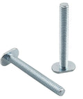 Rock Solid 10 Pack 1/4-20 Thread T Slots Rectangular Bolts Made From Tough Blue Zinc Carbon Steel showing two bolts with flat heads.