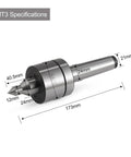 MT3 Live Center for Lathe Tailstock With 60 Degree Precision, Triple Bearing Support, steel, medium duty, dimensions shown