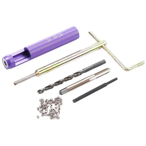 Cool QERLONG 50 Pack Of Stainless Steel Coiled Wire Helical Thread Inserts For Imperial 10-24unc Threads tool kit with inserts, drill, and tap.