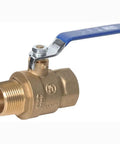 Side view of Beefy Brass Ball Valve 3/4 Inch NPT Male To Female, 600 PSI CWP, Full Port, Heavy Duty Forged Brass Body, Model MBB-75.