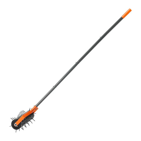 Rolling Lawn Aerator With 15 Inch Drum 42 Steel Spikes And 60 Inch Long Handle Fillable Weight Drum For Added Penetration