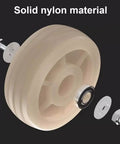 Solid nylon material of a Four Pack Eight Inch Swivel Caster Wheel with dual lock brakes for heavy-duty use.