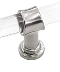 Sleek Clear Acrylic Cabinet Knobs With Brushed Nickel Bases, Two Inch Single Hole Pull, perfect for kitchen cupboards and dressers.