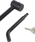Trailer Hitch Receiver Lock With Dual Pins One Half Inch And Five Eighths Inch Bent Pin Built Tough Heavy Duty Lock For Class I Through V Hitches Right Angle Design Black Security Lock For Safer Hauling And Quick Install shown with keys