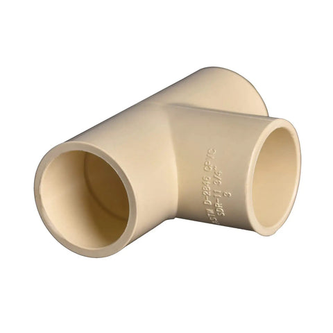 Ten Pack Three Quarter Inch CPVC Tee Pipe Fittings Slip To Slip Socket To Socket For DIY Home Plumbing Hot And Cold Water System Up To 100 PSI At 180 Degrees F Corrosion Resistant Durable.