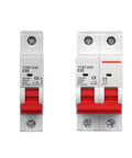 Front view of Easy Install C Curve 230/400V AC Miniature Circuit Breaker for DIN Rail Mounting, 1P to 4P, 6A to 63A, two units.