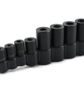 70500 Tap Socket Set, 8-Piece Tap Socket Wrench Set For Fractional MCTI Standard Taps, black, shown in staggered arrangement