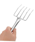 Hand holding Stainless Steel Bean Sprout Fork Garden Hand Tool Portable Mucking And Digging Trowel For Weeding Planting Leaf Scoops