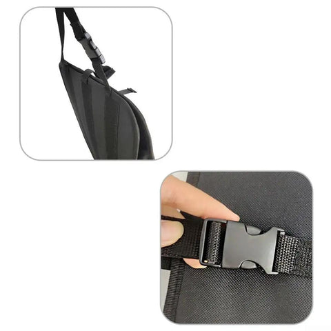 Adjustable strap of Keep Your Setup Tight With This Roll Out Ready EV Cable Tote showing buckle detail for secure carrying.