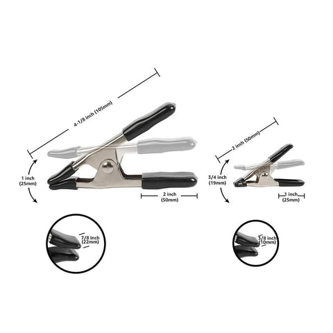 Amazon Basics 20-piece steel spring clamp set with PVC-coated tips; includes 3/4 in and 1 in clamps, front view