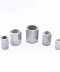 Heavy Duty Stainless Steel Hose Adapter And Tap Connector Kit With One Eighth One Quarter Three Eighth One Half Three Quarter One Inch NPT BSPP Female Hex Couplings For Water Gas Propane High Pressure 304 Stainless Steel Fittings, five couplings