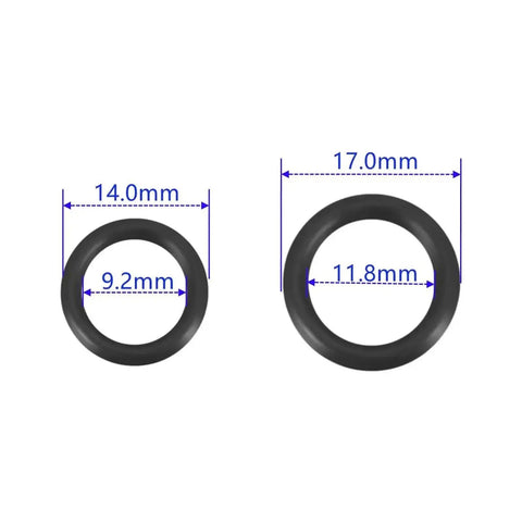 40 Piece Rubber O Ring Set in One Quarter Inch and Three Eighths Inch Sizes, Durable Seal Gasket Kit for Plumbing, Automotive, Industrial Equipment and Food Processing Applications, DIY Friendly. Black rubber O-rings, 14.0mm and 17.0mm