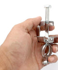 Beefy Heavy Duty Galvanized Steel Cable Clamps Set For Pipes And Conduits Beam Hanger Wire Hangers I Beam Clamps held in hand