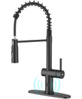 Matte Black Touchless Kitchen Faucet With Pull Down Sprayer, Hands Free Sensor, Stainless Steel Smart Faucet with single handle