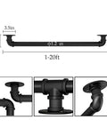 Straight Up Industrial Pipe Stair Handrail Featuring A Rock Solid Non Slip Grip Built Tough For Hallways And Lofts Delivering Daily Safety For Every Home Setup, showing dimensions and fittings.