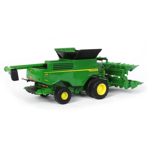 Prestige X9 1100 Farm Style Combine With Die Cast Body And Clear Windows, Dual Front Wheels, Rear View With Rotating Unloading Auger