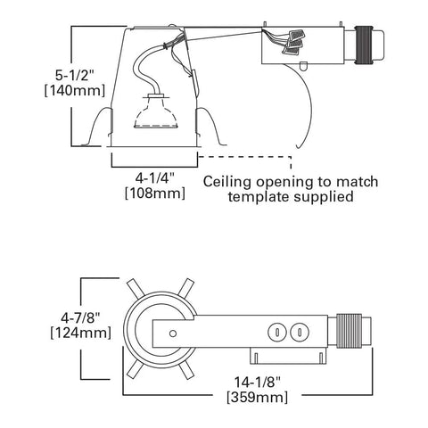 Diagram of 4 Inch Steel Recessed Lighting Housing For Quick No Frills Remodel In A Shallow Ceiling Low Voltage Air Tight Design