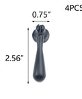 Black Tear Drop Cabinet Pulls 2.56 Inches Drawer Knobs Pack Of 4 With Screws Modern Elegant Zinc Alloy Hardware shown front view