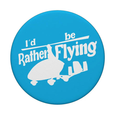Gyrocopter Gyroplane PopSockets PopGrip For Autogyro Pilots And Aviation Enthusiasts Eyecatching Flight Theme Accessory, blue with white text and icon.