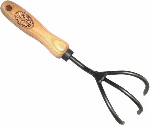 Three Piece Garden Tool Gift Set with 3 Tine Cultivator Forged Trowel and Forged Hand Fork Durable Ergonomic Hand Tools for Planting Digging Aerating Weeding
