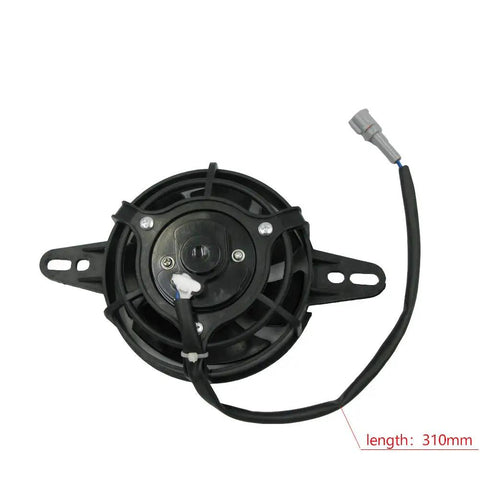 Gotta Have This Universal 4 Inch Electric Cooling Fan For Motorcycle Radiator And Oil Cooler Slaps Right On Any Dirt Bike Motocross Or ATV To Keep Her Chillin And Boost Horsepower, top view with wiring.