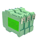 Green ultra-thin DC 24V signal isolator for PLC with one input, two analog outputs, 4-20 mA module, rail mount design