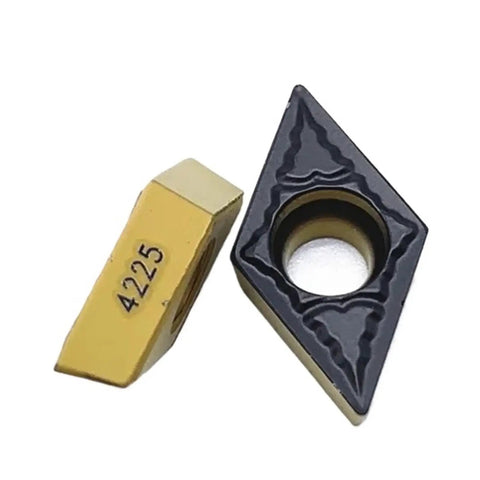 DCMT carbide insert for lathe tools, sharp edge for precision cutting, part of Grab These 10 Pc Indexable Carbide Lathe Tools With Dcmt Inserts For Hard Alloy Turning And Stainless Steel Cutting To Tackle Any Shop Job Without Breaking A Sweat.