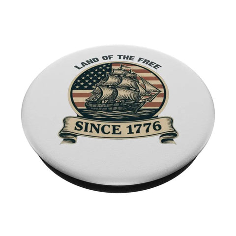 All American Flag Sailboat PopGrip Adhesive Holder For PopSockets Case Retro Patriotic Design Celebrating 1776 July 4th