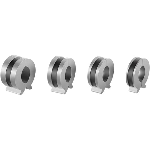 Stroke Control Kit For Hydraulic Cylinders Dialed In With Adjustable Limiter Clamps And Finger Tabs, silver metal clamps in four sizes