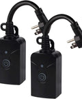 Two black Outdoor Smart WiFi Plug With Heavy Duty Timer And Grounded Outlet, Easy Remote App Control And Hands Free Voice Assist With Alexa