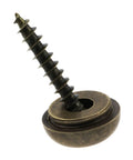 Close-up of an 8 Piece Super Clean Pure Brass Decorative Screw With Bronze Cap, 15 mm self tapping fastener for cabinetry use.
